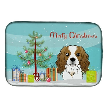 Carolines Treasures BB1596DDM Christmas Tree and Cavalier Spaniel Dish Drying Mat 14 x 21" multicolor