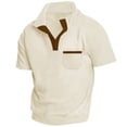 thumbnail image 5 of Fnnxeal Mens Polo Shirts Waffle Short Sleeve Summer Casual Collared Solid Polo Khaki Shirts for Men Size 3XL, 5 of 5