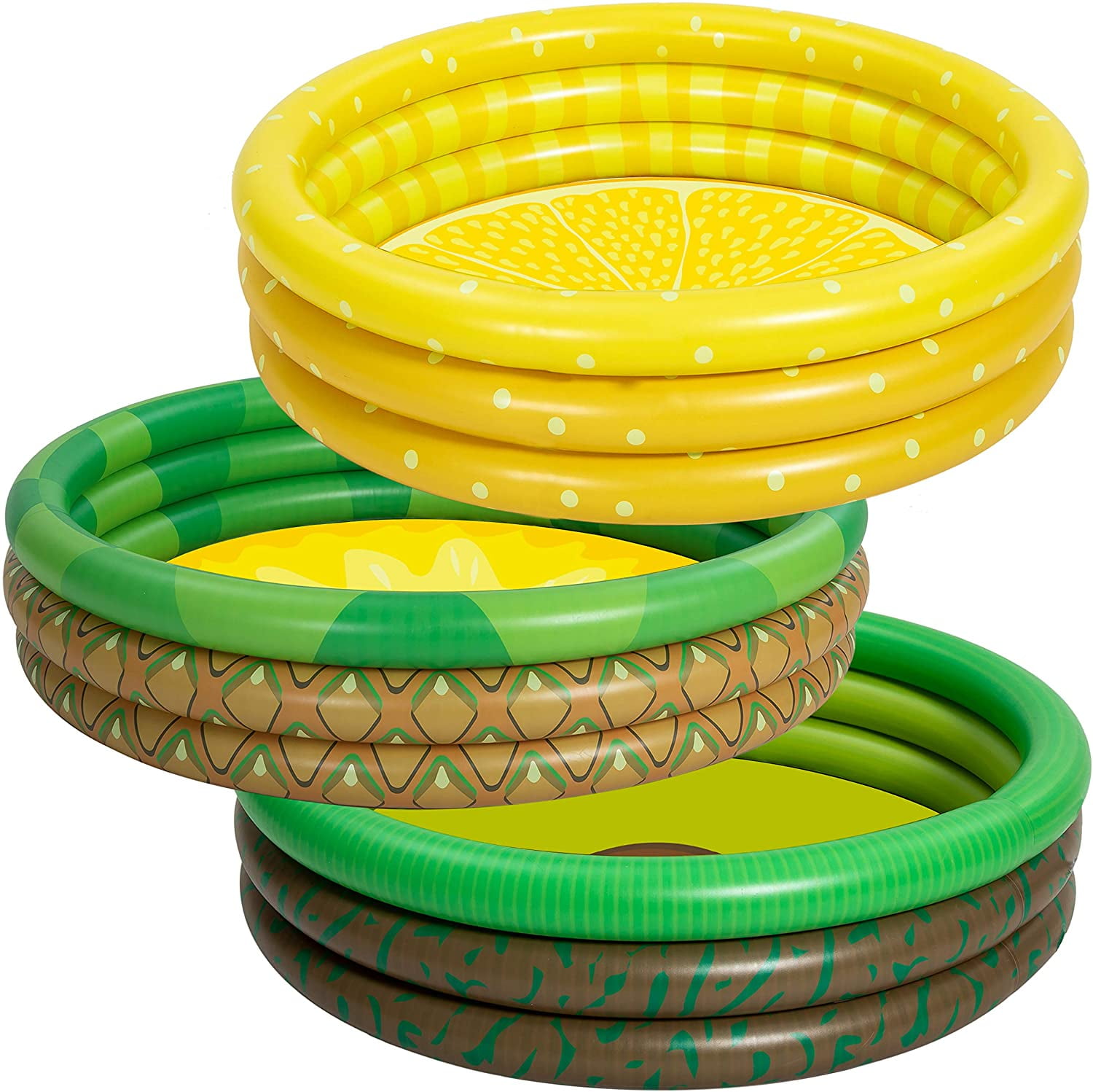 3 Packs 45’’ Inflatable Kiddie Pools, Lemon & Pineapple & Avocado