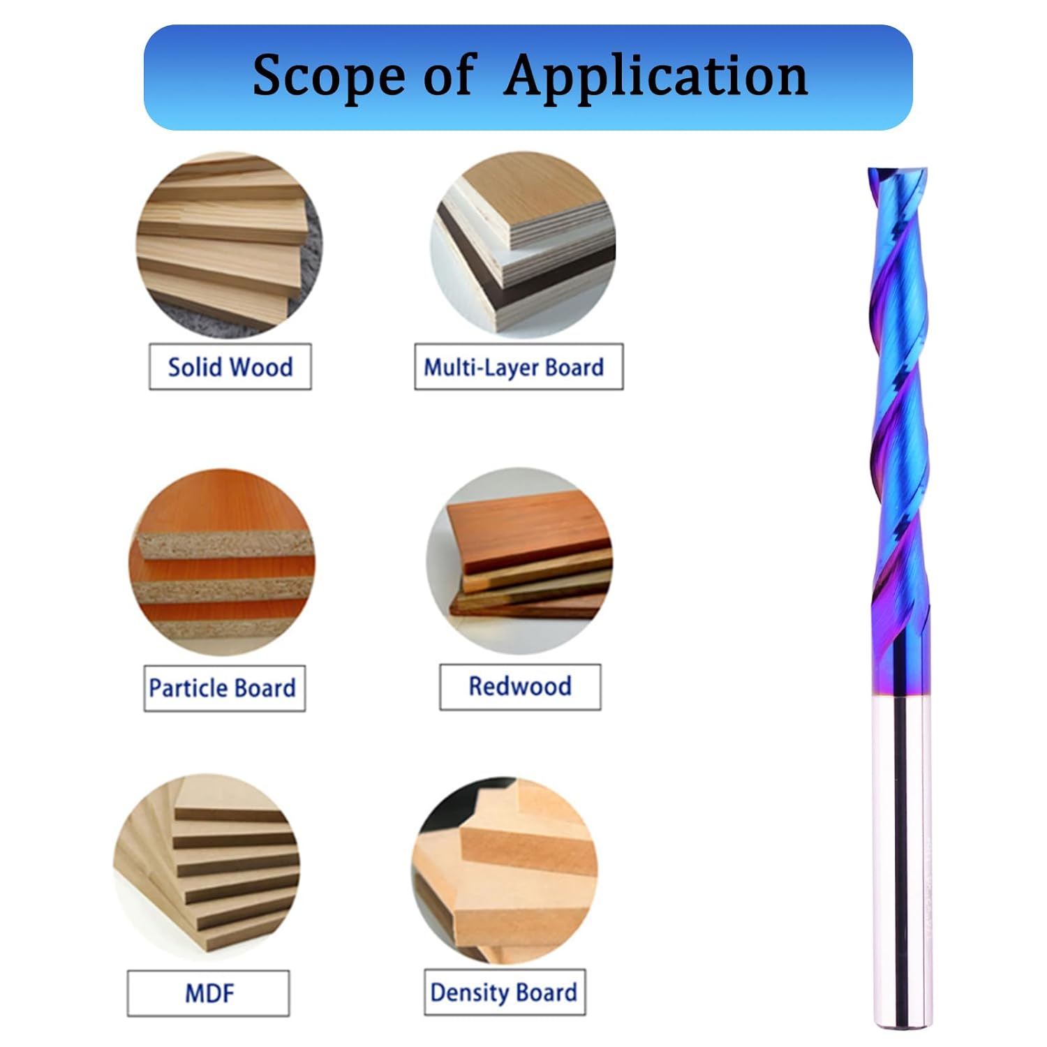 ABPETE Extra Long 4 Inch Upcut Spiral CNC Router Bit 1/4 Inch Shank,2 Inch Cutting Length Solid Carbide with NACO Coating End Mill for Wood Cut, Trimming, Carving,Engraving