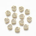 thumbnail image 1 of Brass Micro Pave Clear Cubic Zirconia Charms Nickel Free Heart Real 18K Gold Plated 7.5x7x1.5mm Hole: 0.9mm, 1 of 2