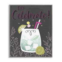 Stupell Industries Let's Celebrate Cocktail Food & Beverage Painting Gray Framed Art Print Wall Art, 24 x 30