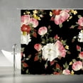 thumbnail image 2 of Black Flower Shower Curtain Watercolor Retro Pink Floral Blossom Rustic Spring Natural Leaves Vintage Woman Fabric Bathroom Decor Set with Hooks(36" WX70 H), 2 of 3