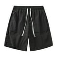thumbnail image 2 of Running Shorts for Men Summer Casual Cropped Pants Beach Bermuda Nylon Shorts Outwear Black L, 2 of 7