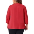 thumbnail image 3 of Blusa de chiffon con volantes de cuello redondo para mujer de tallas grandes Agnes Orinda, blusa de oficina 4X roja, 3 of 5