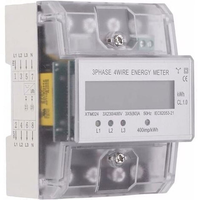 Medidor de electricidad trifásico Dinheiro Medidor de energía calibrado Medidor de electricidad digital trifásico LCD 4 cables 5-100A 4P KWh Consumo de energía eléctrica Calibrado para sistemas de