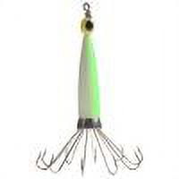 Señuelo de pesca con plantilla de calamar, anzuelo duro para barco de mar, pulpo (verde luminoso, 10 garras)