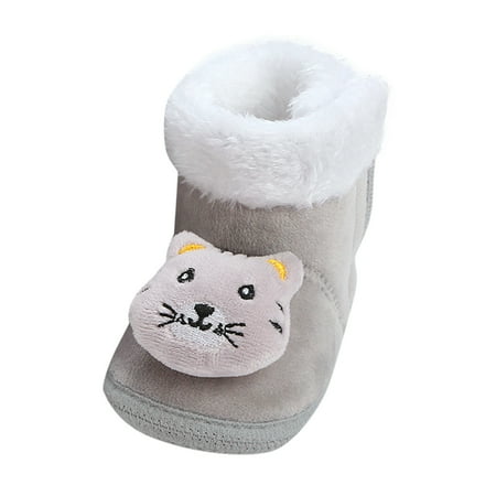 

ZHUASHUM Baby Shoes Cotton Fleece Warm Printing Non Slip Breathable Nude Boots For Toddler