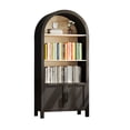 thumbnail image 5 of Black Arched 3-Tier Bookcase with Storage Door, Mid-Century Modern Design for Office and Living Room Decor, 5 of 7