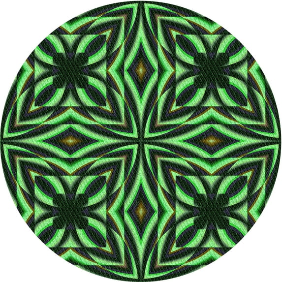 Ahgly Company Indoor Round Patterned Midnight Gray Area Rugs, 8' Round