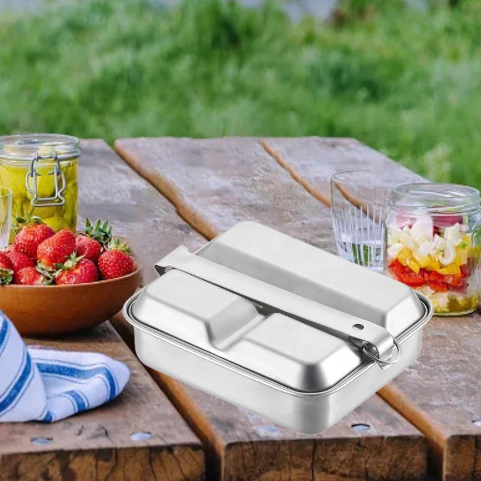 TISHITA Bento Box Stainless Steel Bento Box Double Layer Office Worker with Lock Lid Home Portable Box Camping Lunch Box