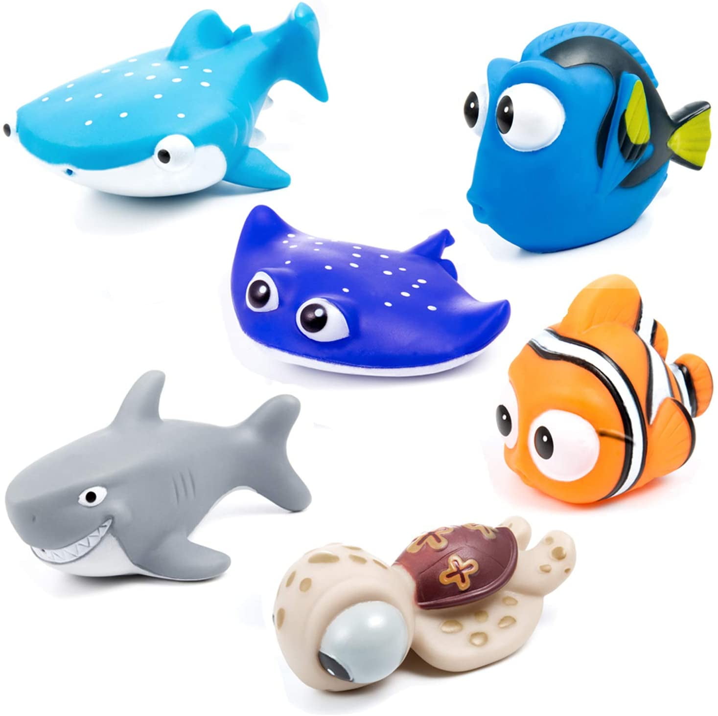 6PCS Animal Toy Bath Time Fishing Toy Squirters Shower For Baby Boys Girls Play 