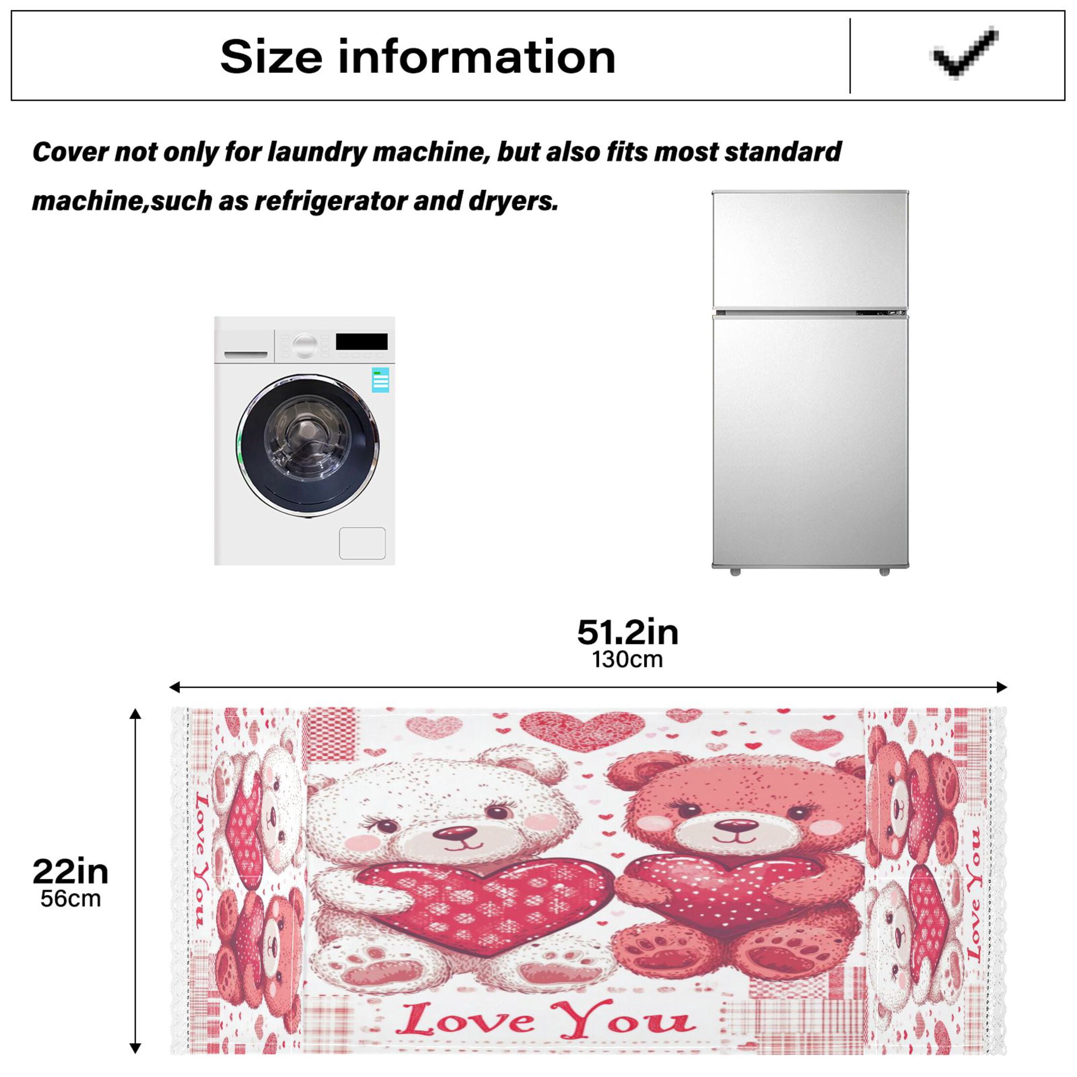 WOBOGO Valentine Teddy Bears Washing Machine Cloth Dryer Refrigerator Top Cover Protective Non-Slip Mat For Kitchen Laundry