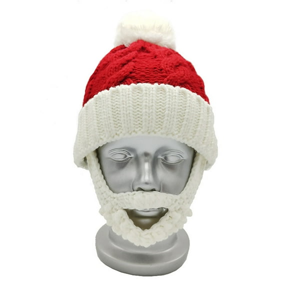 Knitted Santa Hat Beard Holiday Cap Adults Kids Unisex for New Year Festive Holiday Party Supplies