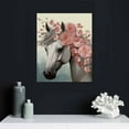 thumbnail image 4 of COMIO  White Horse Paintings for Wall Horse with Flower Crown Picture Wall Decor Pink Modern Abstract Animal Artwork Home Bedroom Bathroom Wall Decor Gallery Wrap, 4 of 4