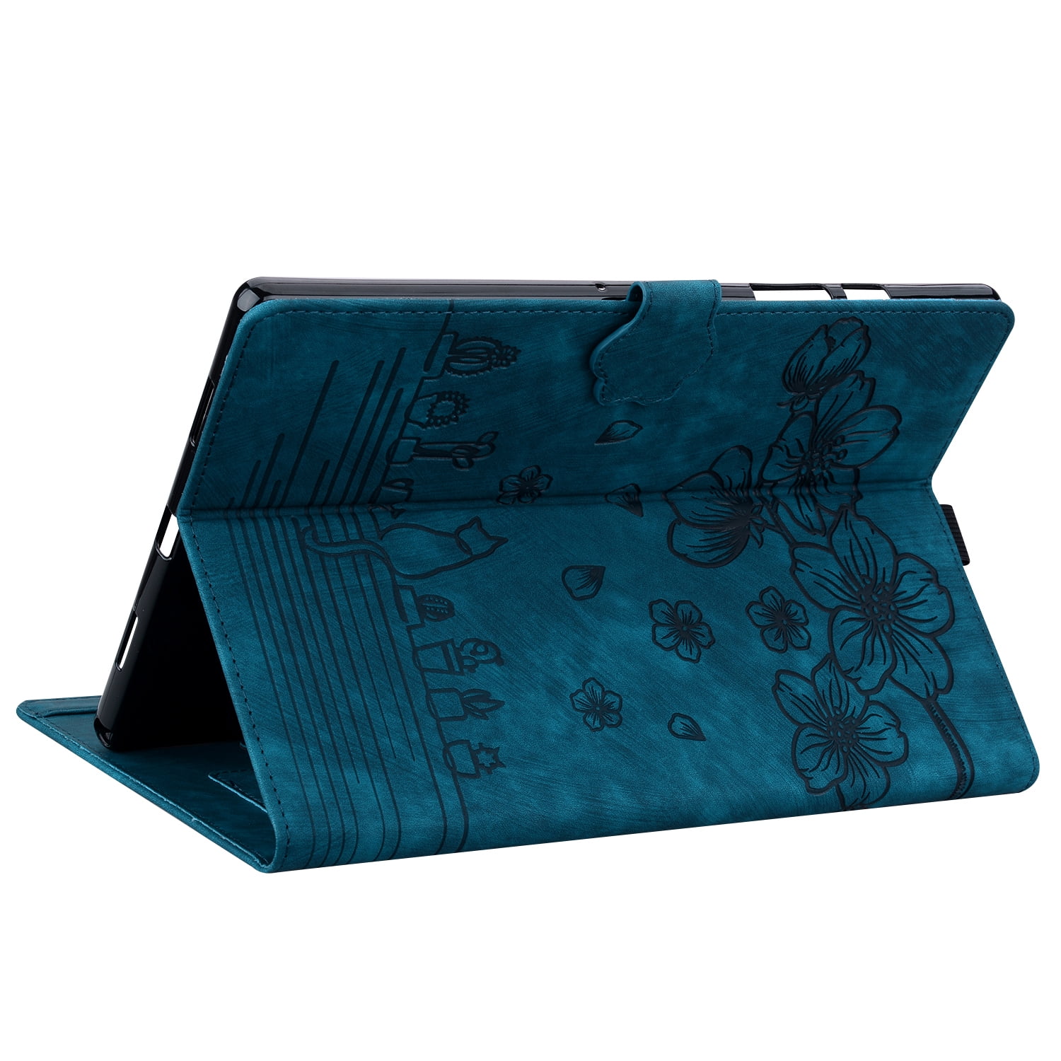 TECH CIRCLE Case for iPad Air 11 Inch M2 2024, iPad Air 5th/4th Case 2022/2020, iPad Pro 11 inch case, PU Leather Embossed Flower Folio Case with Pencil Holder Multi-Viewing Angles Stand Cover,Blue