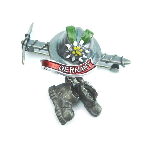 Oktoberfest Haus Multicolor Ice Axe & Hiking Boots German Hat Pin for Men