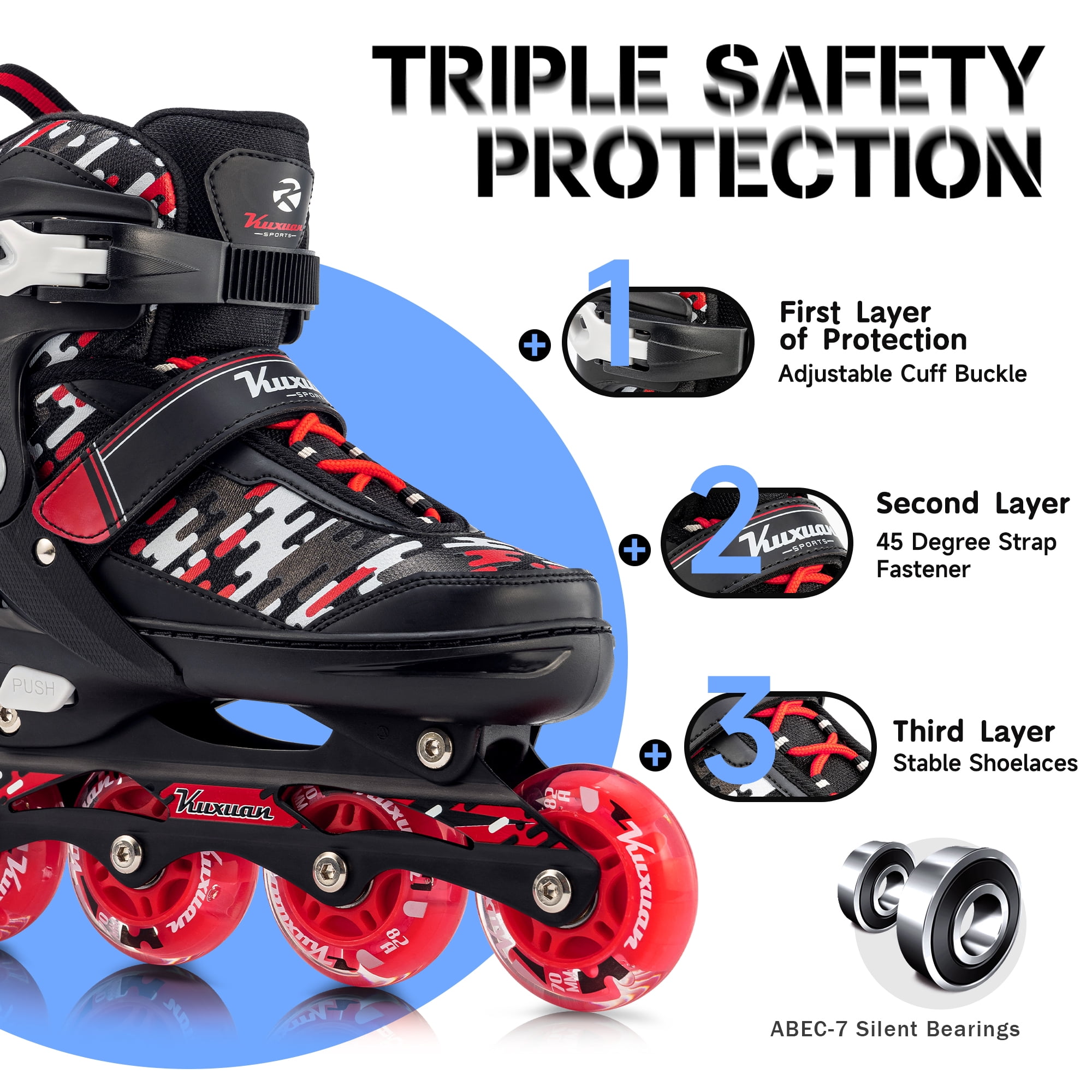 Adjustable Inline Skates for Kids Boys Girls Women Beginner Fun Illuminating Outdoor Skates