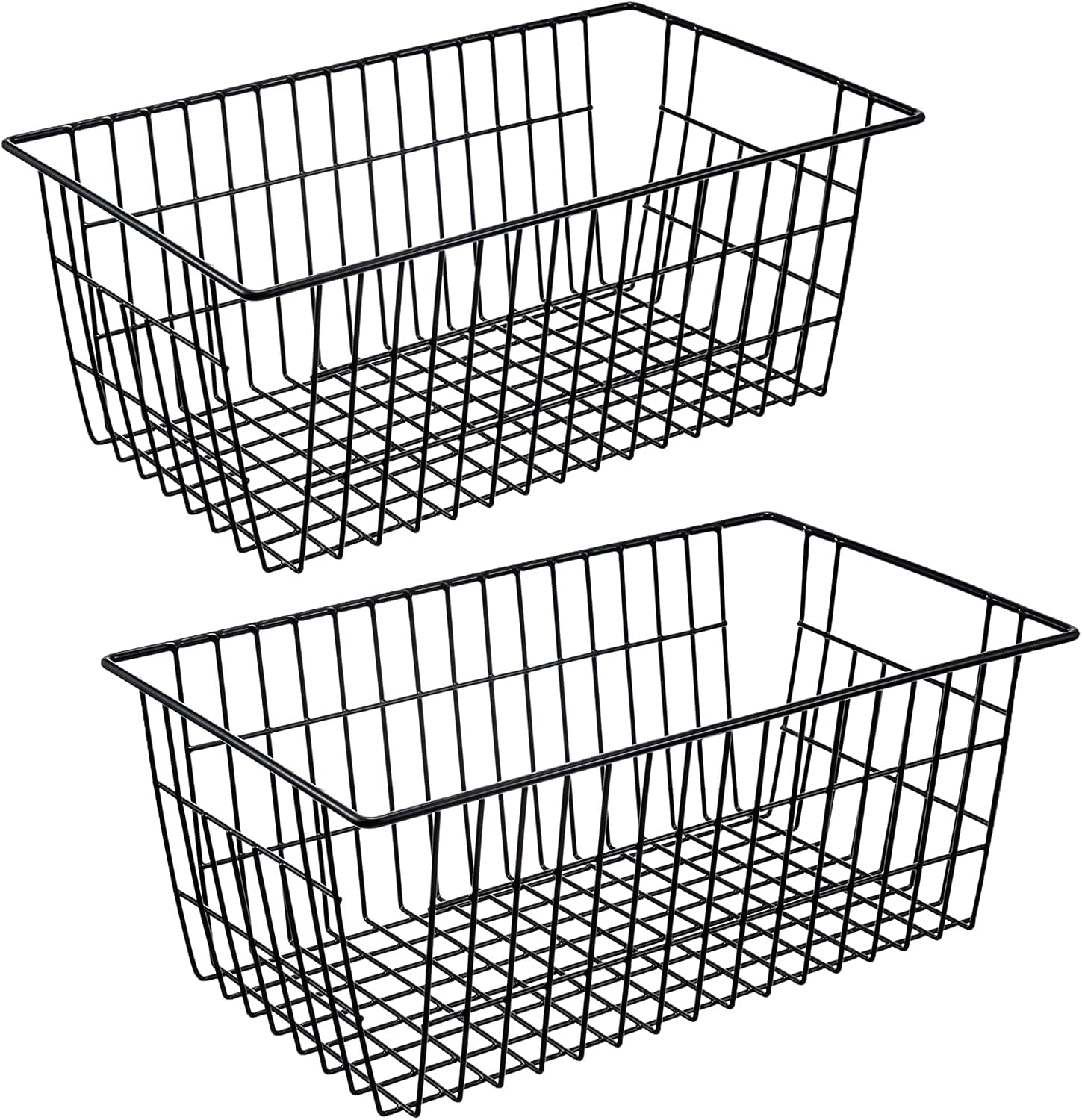 2 Pack Large Farmhouse Metal Wire Basket Freezer Storage Wire Storage Baskets 