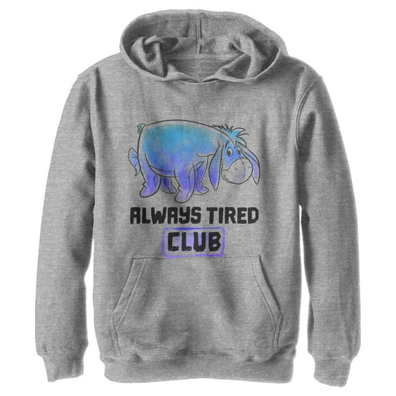 Boy's Winnie the Pooh Eeyore Always Tired Club  Pull Over Hoodie Athletic Heather Small