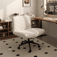 thumbnail image 2 of Alden Design Fabric Swivel Desk Chair with Wheels, Ivory, 2 of 9
