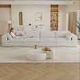 thumbnail image 2 of 157.6"Cloud Sofa,Corduroy Fabric,Deep Seat Couches,Double-layer design,Removable  Cushion,No Assembly,DIY Combination for Living room, Bedroom,Conference room ,Apartment,White, 2 of 10