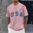 thumbnail image 2 of Wyobmus Mens Usa Shirt American Flag Short Sleeve T-Shirt Crew Neck Loose 4Th Of July Patriotic Tees Blouses A-Pink, 2 of 5