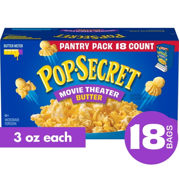 Pop Secret Microwave Popcorn, Movie Theater Butter Flavor, 3 oz Sharing Bags, 18 Ct