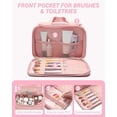 thumbnail image 5 of Travel Toiletry Bag, Puffy Wide-open Quilted Makeup Bag for Women,Lightweight Cosmetic Travel Bag Organizer with Handle for Traveling, Accessories, Essentials Toiletries Dark Pink, 5 of 7