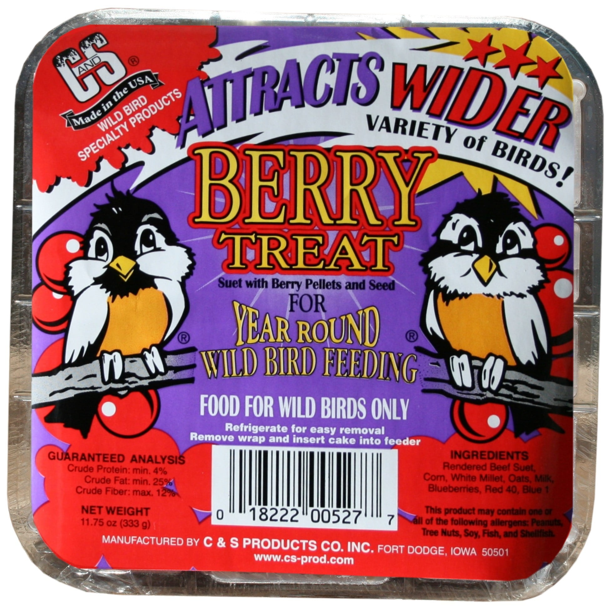 Berry Blast Suet Wild Bird Food Treat Cake 11.25 oz ~ NEW 4 
