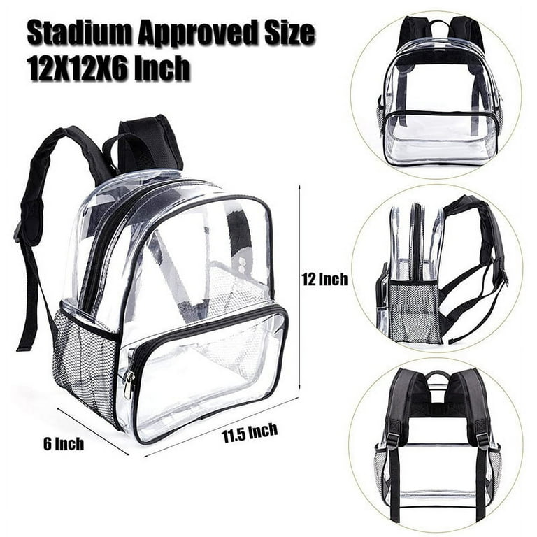 2 Pack Clear Stadium Approved Tote Bags, 12x6x12 Large Transparent Totes  with Zippers, Handles for Concerts, Sporting Events, Music Festivals, Work,  School, Gym 