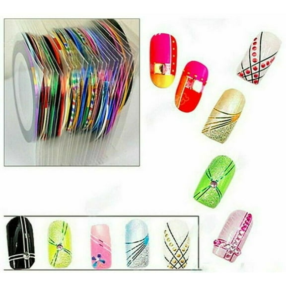 30Pcs Mixed Colors Rolls Striping Tape Line DIY Nail Art Tips Decoration Sticker SIZE 1MM Jargod