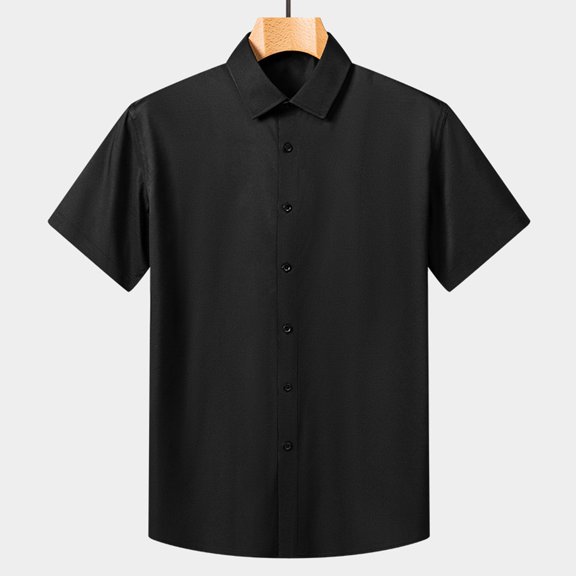 S-4X Big & Tall Shirts for Men Plus Size Short Sleeve Button-Down Collared Tshirts Shirt Mens Casual Solid Color Slim Lapel Going-Out Work Tees Tops