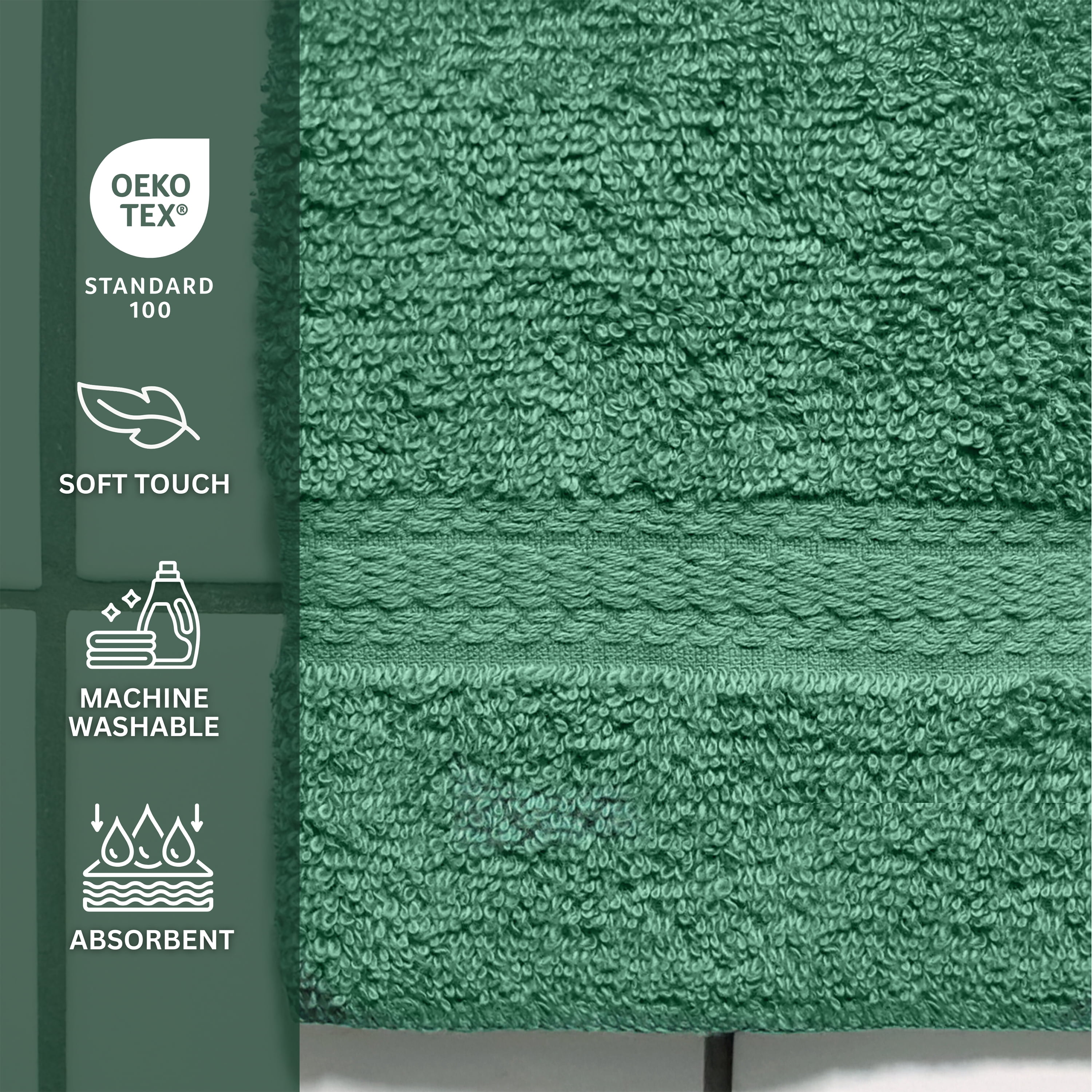 Mainstays Washcloth, 100% Cotton, 12 in x 12 in, Green