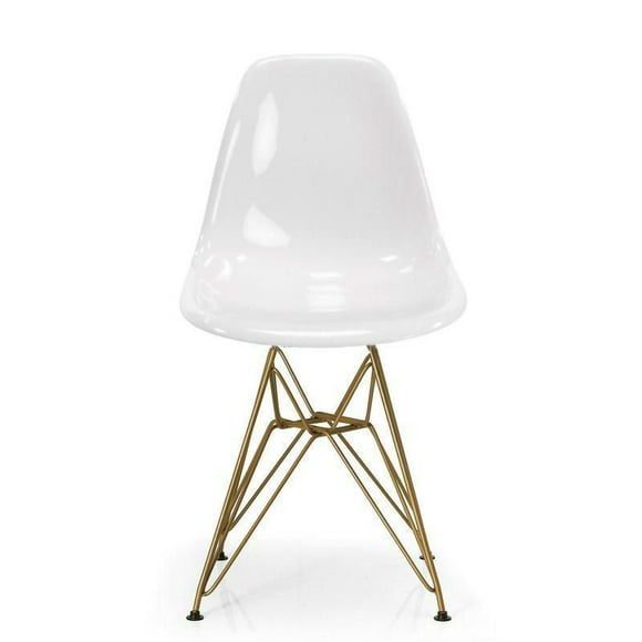 Plata Décor Import Inc - Eiffel Chair in White Color with Gold Legs