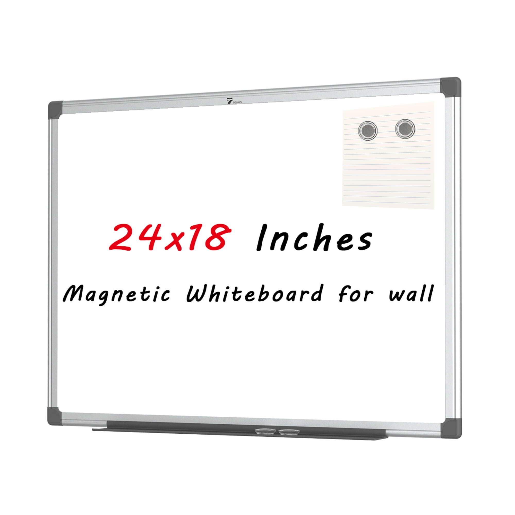 omgivet klipning Rend TOWON Magnetic Dry Erase White Board Aluminum Frame Lightweight Whiteboard  for Kids, Adults - 24"x18" Small Wall Hanging Home Office Writing Board  Pizarra w/ Tray, 2 Magnets - Walmart.com