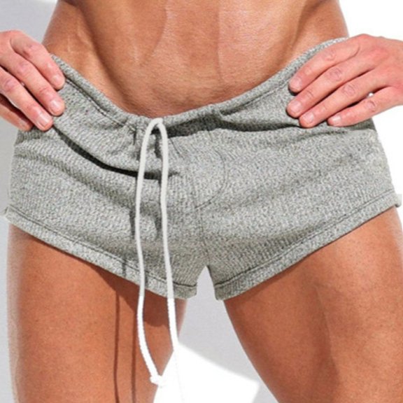 Glisme Men Shorts Casual Summer New Loose Solid Color Knee-Length Shorts Stretch Activewear Grey