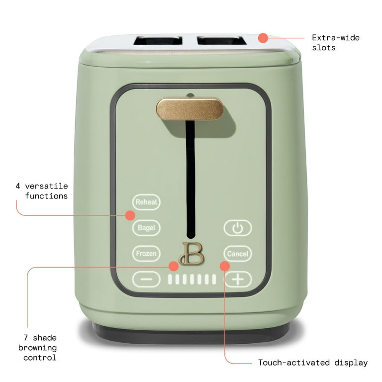 Beautiful 2 Slice Touchscreen Toaster, Sage Green kitchen baking