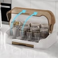 thumbnail image 5 of Portable Baby Bottle Drying Rack with Dustproof Lid, Removable Drip Tray, and Compact Storage Design Brown,1 x baby bottle organizer box,Brown, 5 of 5