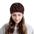 thumbnail image 6 of Pofeuu Hot Chili Print Multifunction Beanie Hat for Men Women Fashion Scarf Soft Stretch Skull Cap, 6 of 8