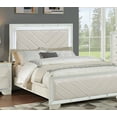 thumbnail image 5 of Modern 3pc Queen Size LED Panel Bed Set Cream Faux Leather 2x Nightstands Master Bedroom Furniture, 5 of 8