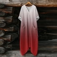 thumbnail image 4 of Gamivast Long Dresses for Women Oversized Baggy V Neck Long Sleeve Flowy Maxi Dress with Pockets Gradient Color Boho Dresses Casual Everyday Beach Dress, 4 of 7