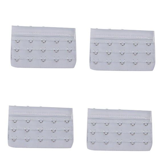TELOLY 4 Pcs Hooks Clear Bra Straps Adjustable Extender 3 Rows Brassiere Extenders