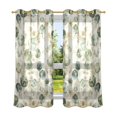 thumbnail image 2 of Green Lotus Watercolor Semi Sheer Curtains for Living Room Bedroom Set of 2 Insulated Window Drapes, 2 of 6