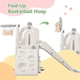 thumbnail image 3 of 5 in 1 Toddler Climber and Slide Set, Freestanding Kids Playground Slide Playset with Basketball Hoop and Toy Storage Space, Indoor & Outdoor Toys for Kids Teens Boys Girls, Gray, 3 of 7