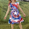 thumbnail image 4 of Odeerbi Niñas Día de La Independencia A-Línea Vestido Acampanado Verano Patriótico Estrella Raya Cuello Redondo Vestido Casual Con Bolsillos, 4 of 8