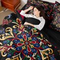 thumbnail image 4 of Homewish Bohemian Damask Mandala 7 Pieces Bedding Comforter Set For Teens Female Men,Exotic Style Full Bedding Set Lightweight,Traditional Floral Flower Fitted Sheet Flat Sheet,Ultra Soft Home Decor, 4 of 8