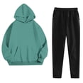 thumbnail image 2 of Yuyuzo Sweatsuits for Women 2 Piece Color Block Tracksuits Fleece Lined Comfy Loungewear Matching Lounge Sets, 2 of 7