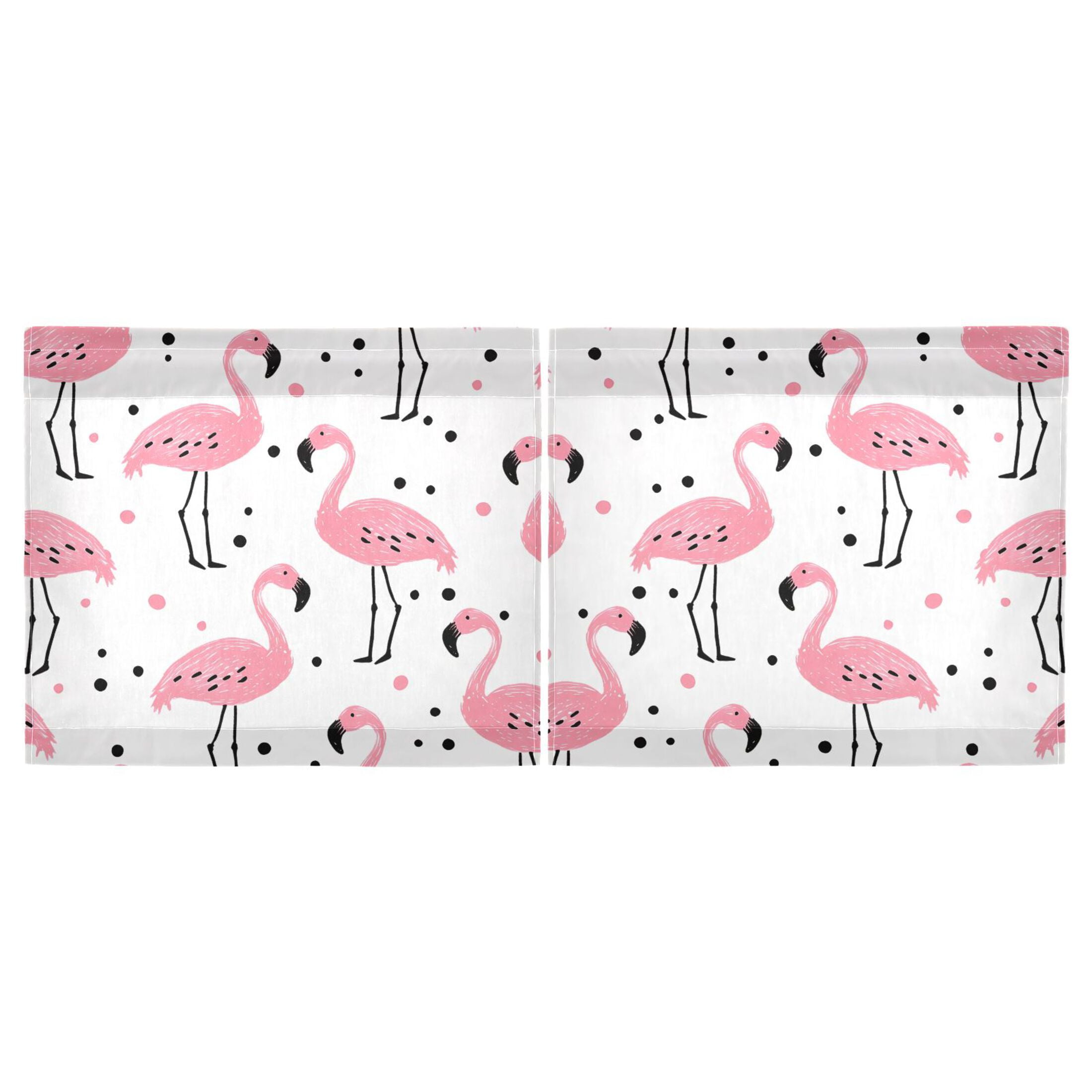 Linen Kitchen Curtains Pink Flamingo Polka Dots Pattern Tier Curtains Tier Kitchen Living Room Bedroom Balcony 2 Panels 27x36 Inch