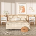 thumbnail image 7 of LELELINKY 2pc Rattan Nightstand with Charging Station, Boho Bedside Table with Drawer and Open Shelf, Solid Wood Legs, White New, 7 of 7